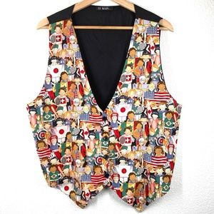 Vintage Novelty Vest 111 Man olympics theme teacher vest, retro size L